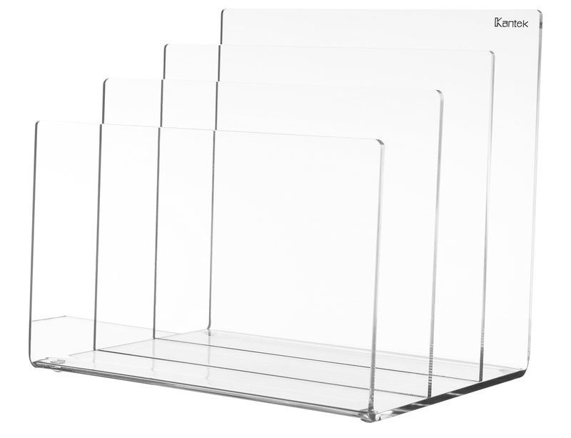 Kantek Clear Acrylic File Sorter  3 Section Desk Collator  8"" x 6.5"" x 7.6""  Non-Skid Feet  Office Organizer  Desk Accessory - Image 2
